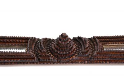 Rustic Tramp Art Wall Mirror Handcarved 19th Century Austria ca 1880