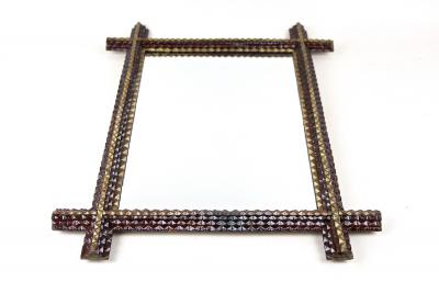 Rustic Tramp Art Wall Mirror Handcarved Late 19th Century Austria ca 1880