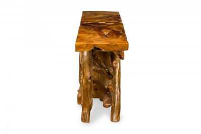 Rustic Tree Root Live Edge Lacquered Console Table