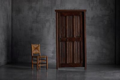 Rustic Vernacular Hand Carved Oak Door France Early 19th Century