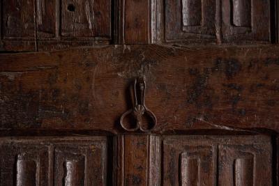 Rustic Vernacular Hand Carved Oak Door France Early 19th Century