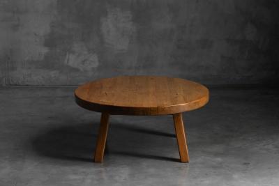 Rustic Vernacular Round Oak Coffee Table Europe Mid 20th Century