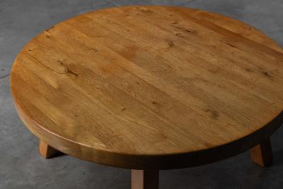Rustic Vernacular Round Oak Coffee Table Europe Mid 20th Century