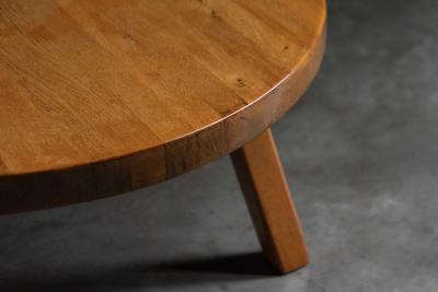 Rustic Vernacular Round Oak Coffee Table Europe Mid 20th Century