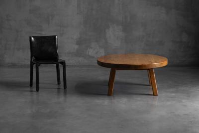 Rustic Vernacular Round Oak Coffee Table Europe Mid 20th Century