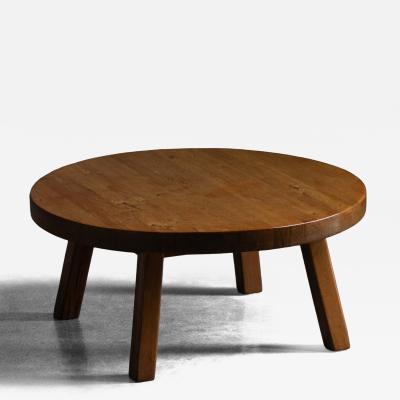 Rustic Vernacular Round Oak Coffee Table Europe Mid 20th Century
