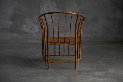 Rustic Wabi Sabi Bamboo Armchairs France 1970s