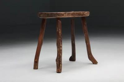 Rustic Wabi Sabi Stool Four Legged France 1940s