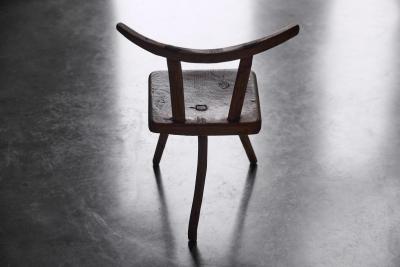 Rustic Wabi Sabi Tripod Stool Early 20th Century
