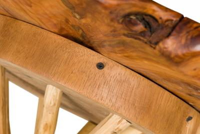 Rustic Wood Round Side Table with Organic Top and Branch Base