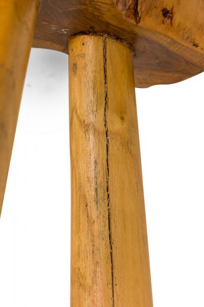 Rustic Wood Side Table with Asterisk Shaped Top and Tripod Base