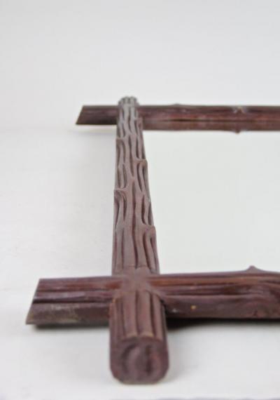 Rustic Wooden Black Forest Wall Mirror Austria circa 1900