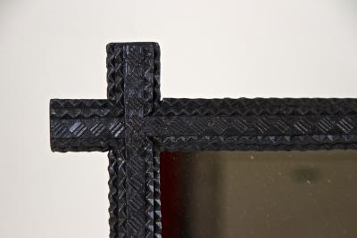 Rustic Wooden Tramp Art Mirror Hand Carved Austria circa 1830