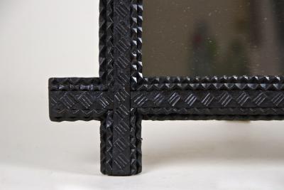 Rustic Wooden Tramp Art Mirror Hand Carved Austria circa 1830