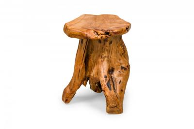 Rustic Wooden Tree Root Side Table with Organic Curved Top