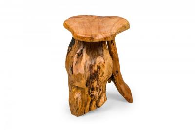 Rustic Wooden Tree Root Side Table with Organic Curved Top