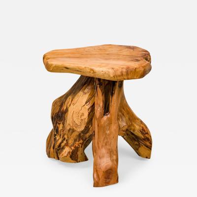 Rustic Wooden Tree Root Side Table with Organic Curved Top
