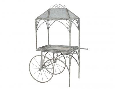Rustic Wrought Iron Garden Trolley Cart