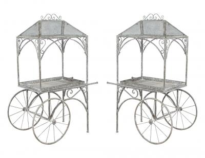 Rustic Wrought Iron Garden Trolley Cart