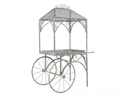 Rustic Wrought Iron Garden Trolley Cart