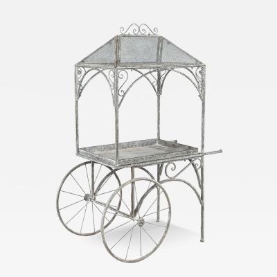 Rustic Wrought Iron Garden Trolley Cart
