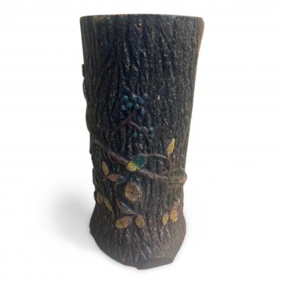 Rustic porcelain faux tree trunk umbrella stand