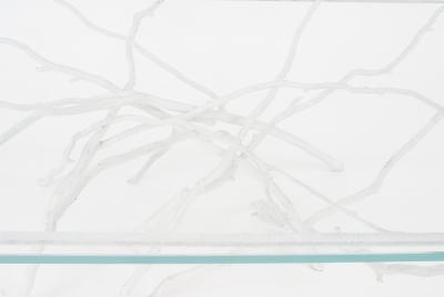 Rustic style white painted iron faux twig design rectangular coffee table