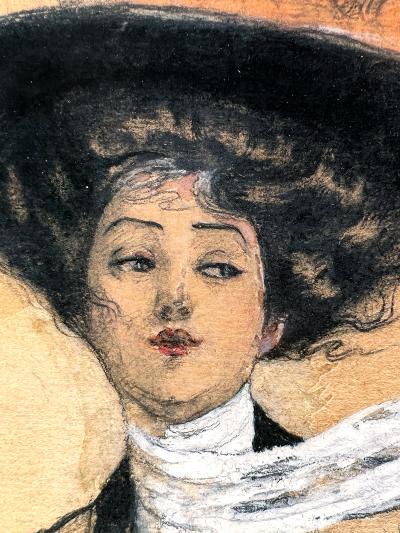 Ruth Eastman High Fashion Elegant Woman with Parasol Umbrella with Geese