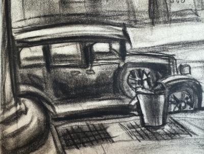 Ruth Light Braun Street Art Literally Gritty Street Scene with Parked Cars Roaring Twenties