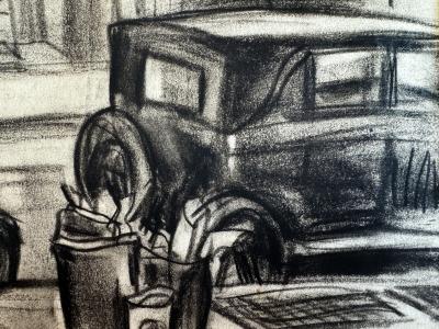 Ruth Light Braun Street Art Literally Gritty Street Scene with Parked Cars Roaring Twenties