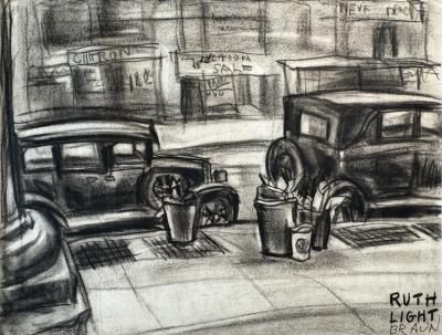 Ruth Light Braun Street Art Literally Gritty Street Scene with Parked Cars Roaring Twenties