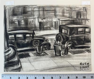 Ruth Light Braun Street Art Literally Gritty Street Scene with Parked Cars Roaring Twenties