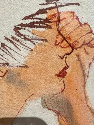 Ruth Sigrid Grafstrom Glamorous Palm Beach Portrait with Sun Hat Mid Century Female Illustrator