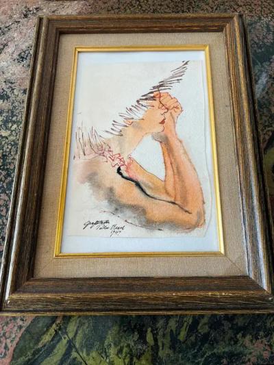 Ruth Sigrid Grafstrom Glamorous Palm Beach Portrait with Sun Hat Mid Century Female Illustrator