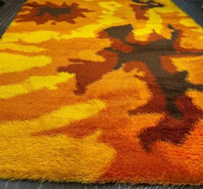 Rya Rug Vintage 1960s Scandinavian Danish Shag Rug