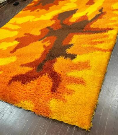 Rya Rug Vintage 1960s Scandinavian Danish Shag Rug