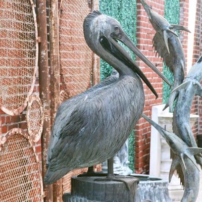 S David Monumental Nautical Bronze Fountain of Pelican on Piling 