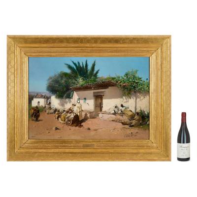 S Fabrizi Antique Italian Orientalist oil painting of a street scene by S Fabrizi