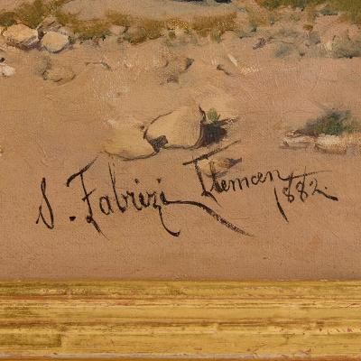 S Fabrizi Antique Italian Orientalist oil painting of a street scene by S Fabrizi