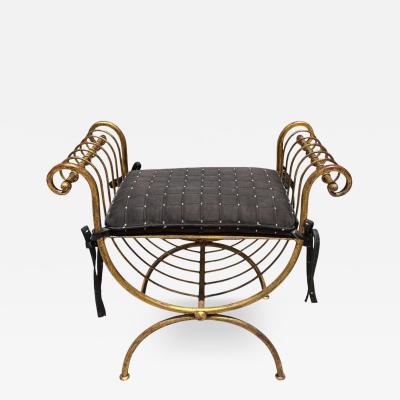 S Salvadori 1950 s Hollywood Regency Salvadori Gilded Steel Italian Bench
