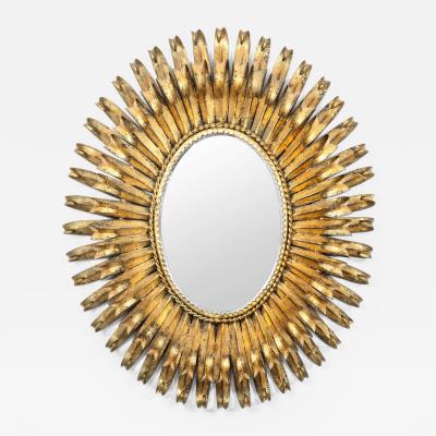 S Salvadori Italian Gilt Metal Oval Mirror Attributed To S Salvadori