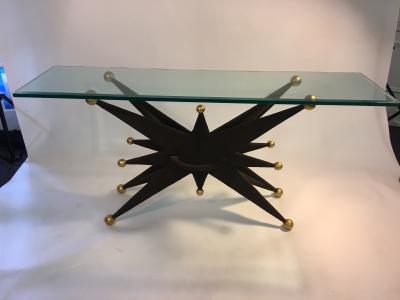 S ectacular Italian Brutalist Starburst an Gold Ball Resin Console Table