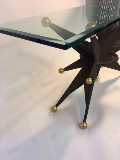S ectacular Italian Brutalist Starburst an Gold Ball Resin Console Table