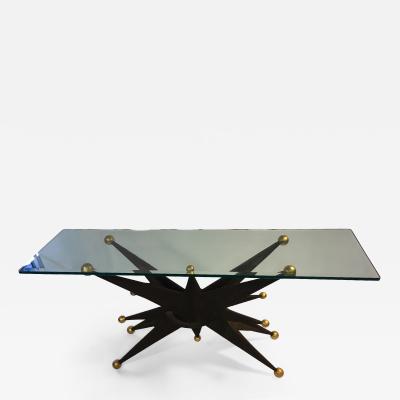 S ectacular Italian Brutalist Starburst an Gold Ball Resin Console Table
