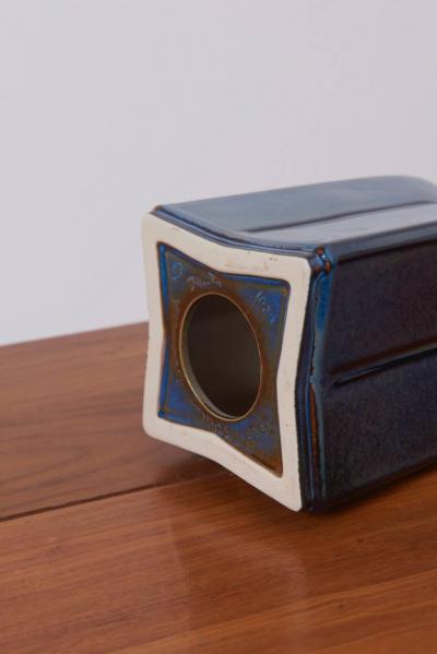 S holm Stent j Pair of Large Blue and Grey Ceramic Table Lamps by Soholm Denmark 1960s