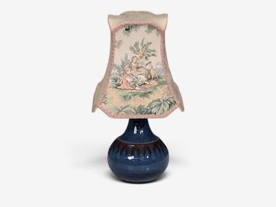 S holm Stent j Small Table Lamp Dark Blue Stoneware Denmark 1960s