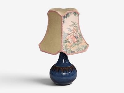 S holm Stent j Small Table Lamp Dark Blue Stoneware Denmark 1960s