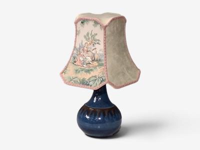 S holm Stent j Small Table Lamp Dark Blue Stoneware Denmark 1960s