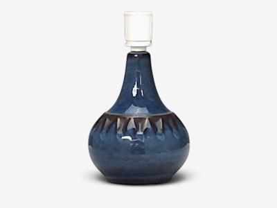 S holm Stent j Small Table Lamp Dark Blue Stoneware Denmark 1960s