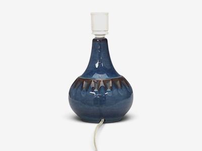 S holm Stent j Small Table Lamp Dark Blue Stoneware Denmark 1960s